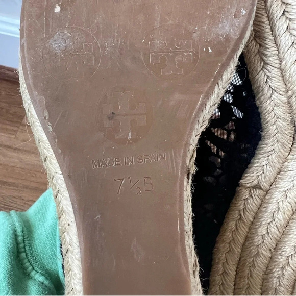 Tory Burch Jackie Black Lace Crochet Espadrilles Wedges - Picture 11 of 11